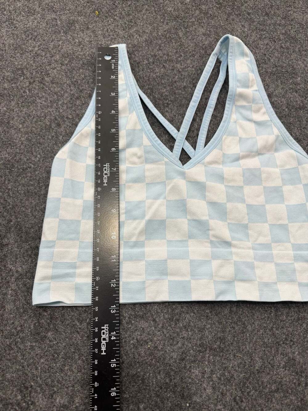 Colsie Women's Light Blue Checkered Seamless Bralette Size L - Picture 3 of 4